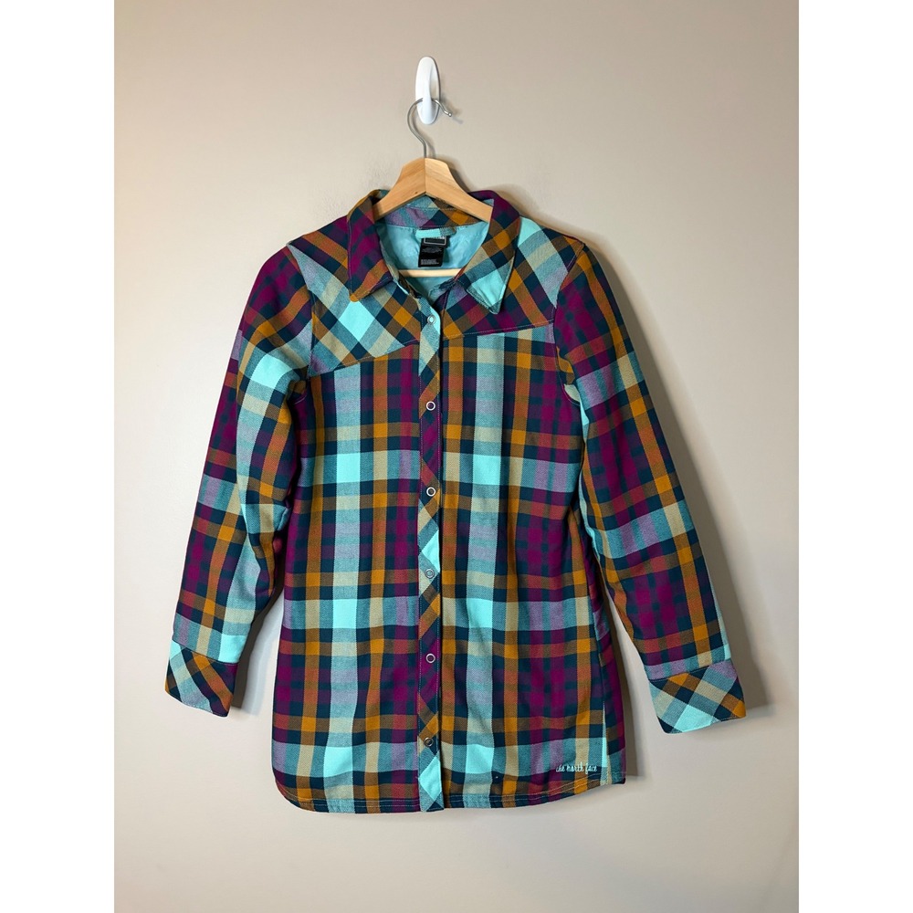 The North Face Plaid Insulated Shacket Women XS Multicolor Snap Closure